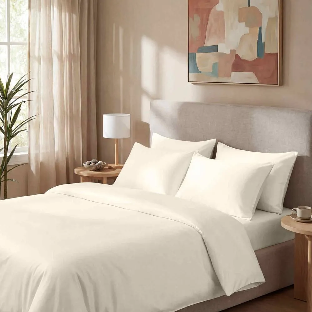 Bedable 100% Cotton Sateen Bedding Bundle 460 Thread Count - Duvet Cover + Fitted Sheet + 4 Pillowcases + Duvet + 4 Pillows
