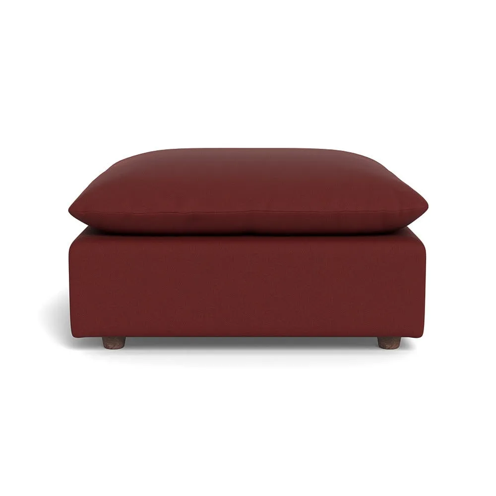 Heal's Astrid Ottoman Capelo Linen-Cotton Etruscan Red Walnut Stained Beech Feet 1
