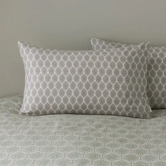 Tove Woodblock 100% Cotton Duvet Cover & Pillowcase Set 4