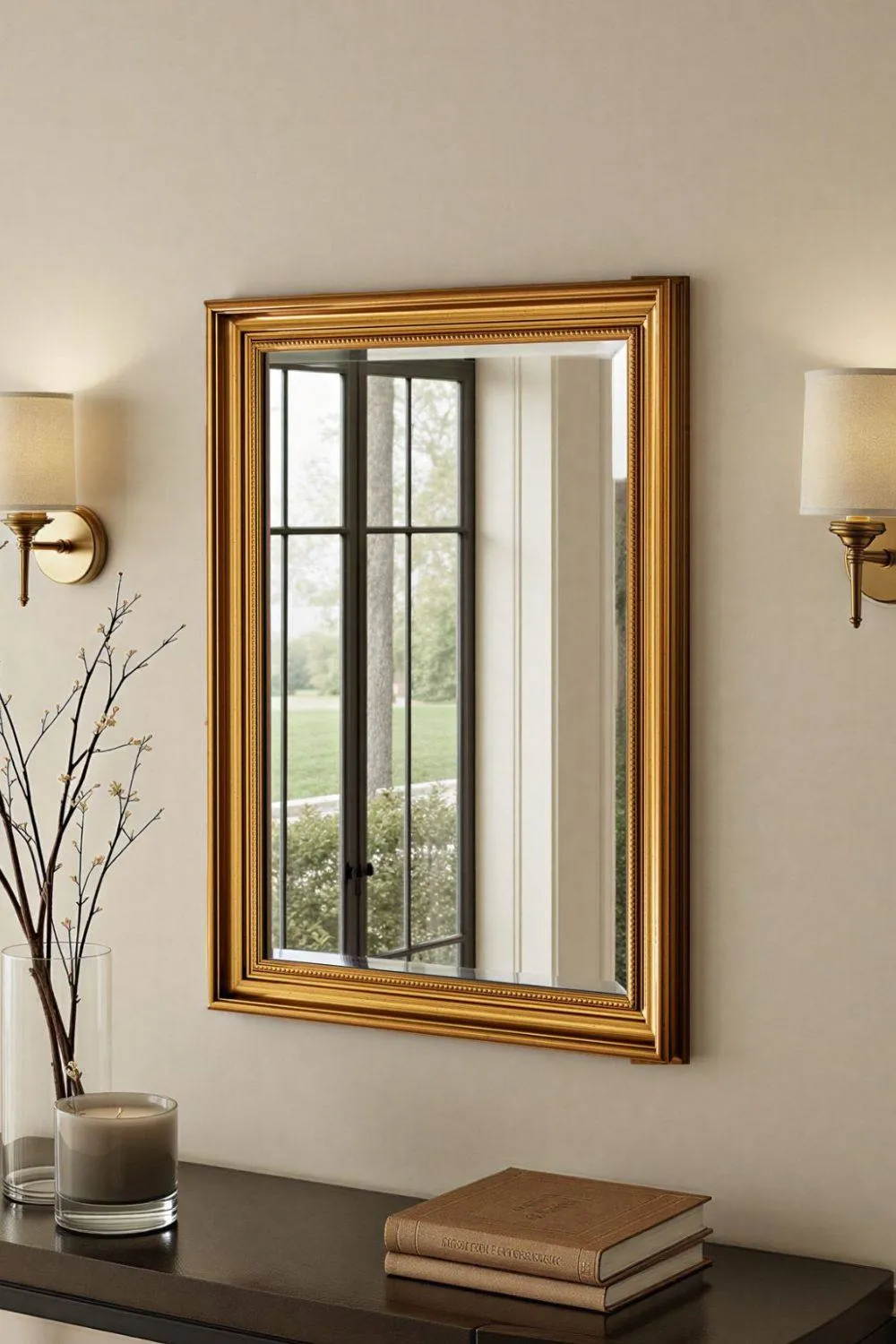 Yearn Mirrors Beaded Classic Gold Framed Bevelled Wall Mirror