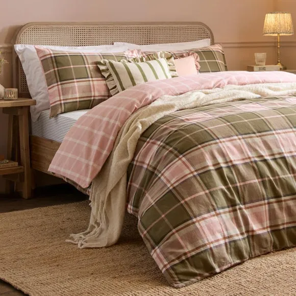 Wylder Nature Braemar Check 100% Cotton Duvet Cover and Pillowcase Set 3