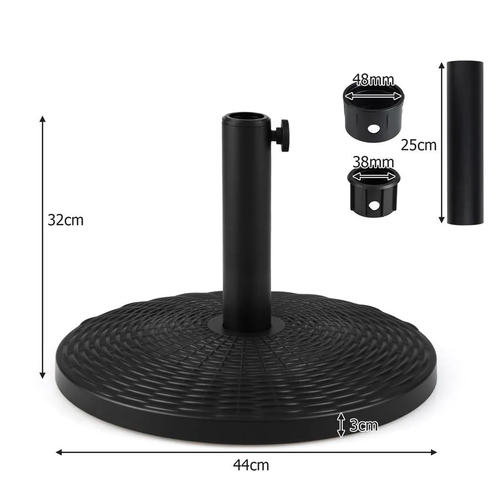 Costway Round Patio Umbrella Base HDPE Garden Umbrella Stand Fit 38-48mm Poles in Black 3