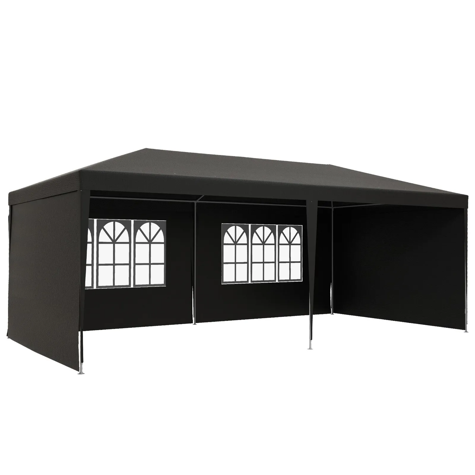 OUTSUNNY 6m x 3m Garden Gazebo Marquee Canopy Party Tent Canopy Patio in Dark Grey 2