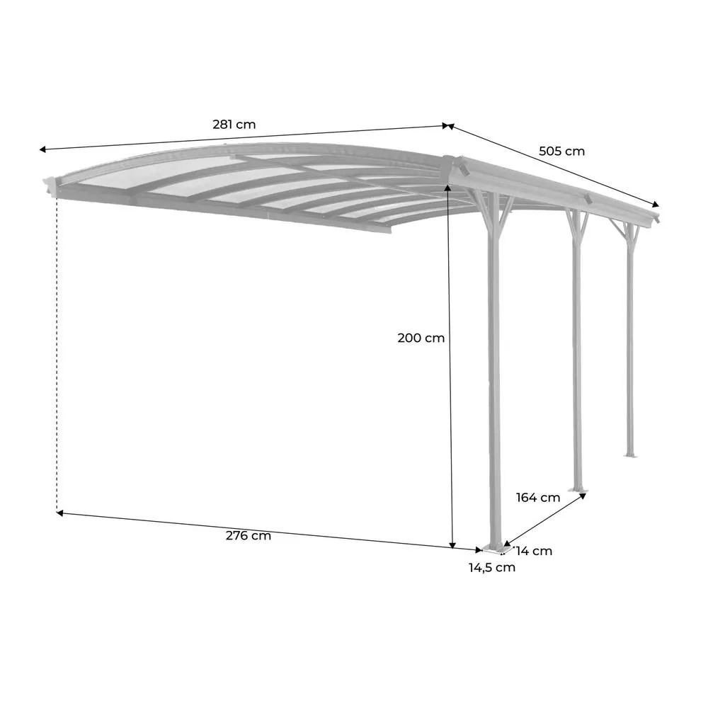 sweeek Extension of aluminum & polycarbonate carport 15m² in Dark Grey 5