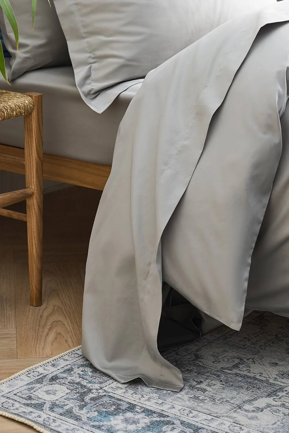 CHRISTY 400TC Luxury Cotton Sateen Plain Dye Bedding Flat Sheets in Pale Grey 1
