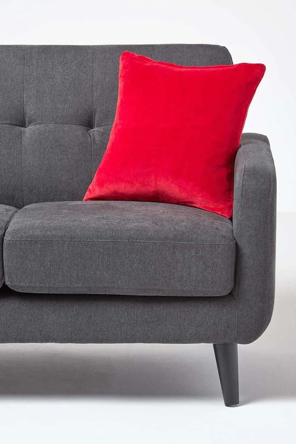 Homescapes Velvet Cushion Cover 100% Cotton, Soft & Machine Washable in Red 4