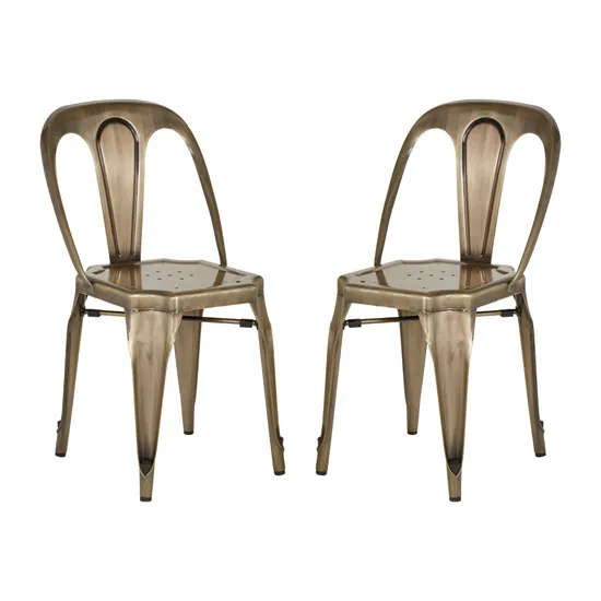 Dschubba Brass Metal Dining Chairs In Pair