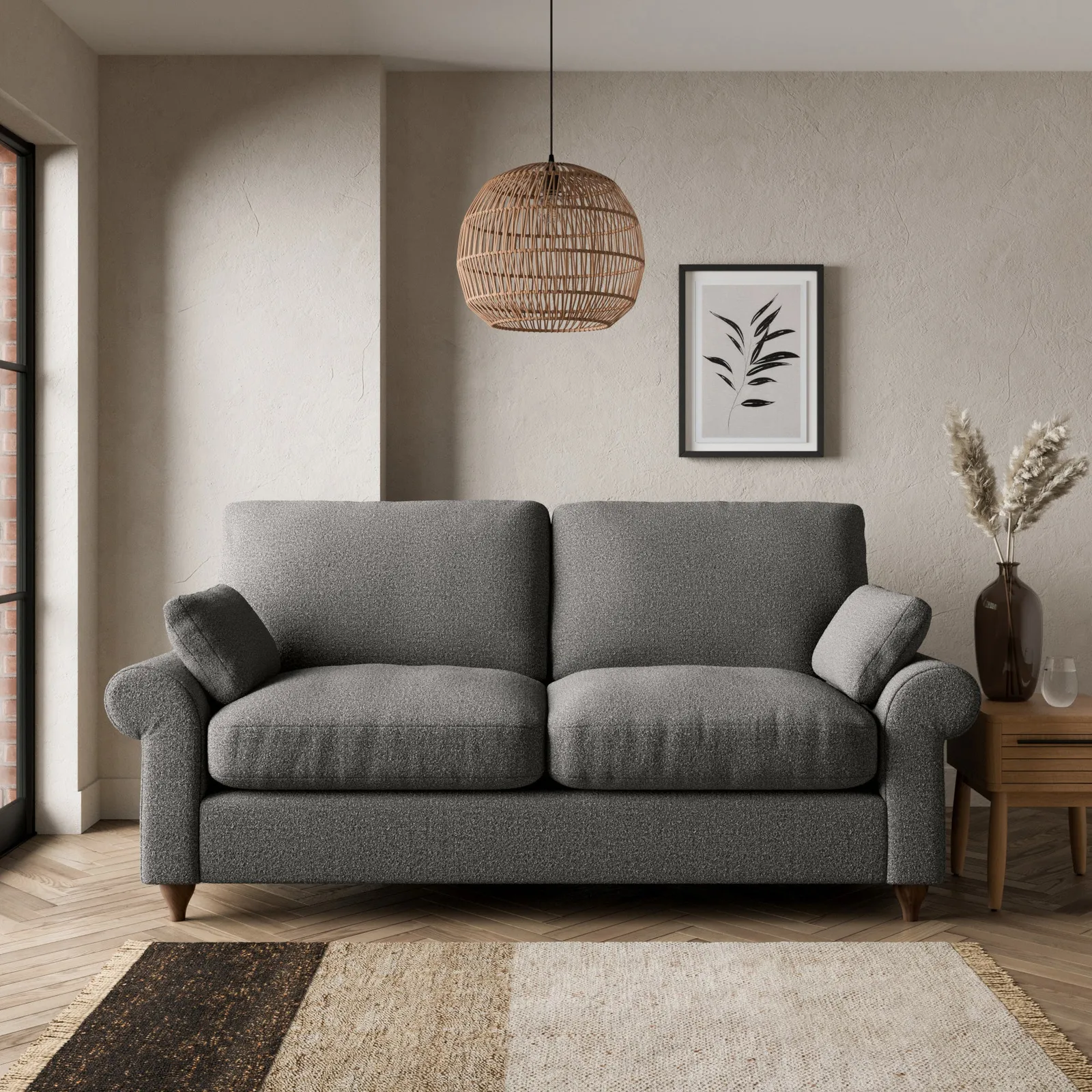 Salisbury Cosy Marl 2 Seater Sofa Dark Grey