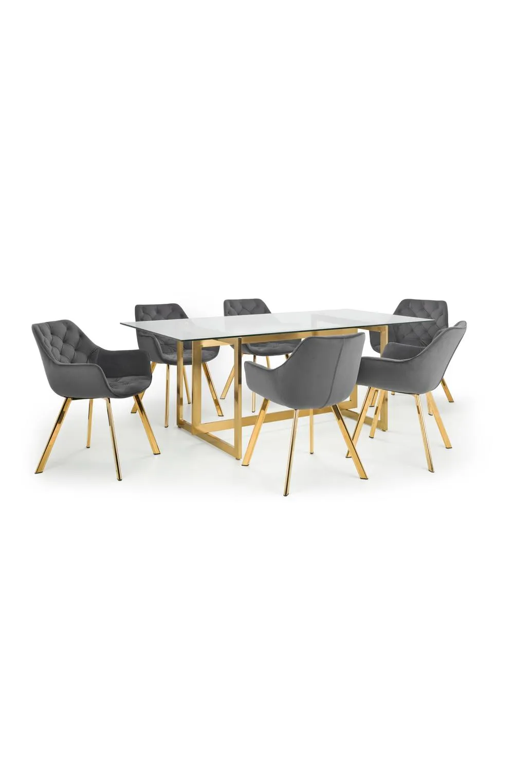 Julian Bowen Minori Rectangular Glass Top 4-6 Seater Dining Table in Gold 5