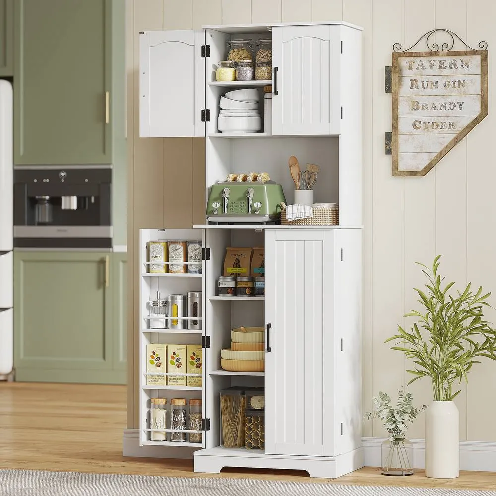 HOMCOM Storage Cabinet with Doors & Open Storage Shelf, White 2