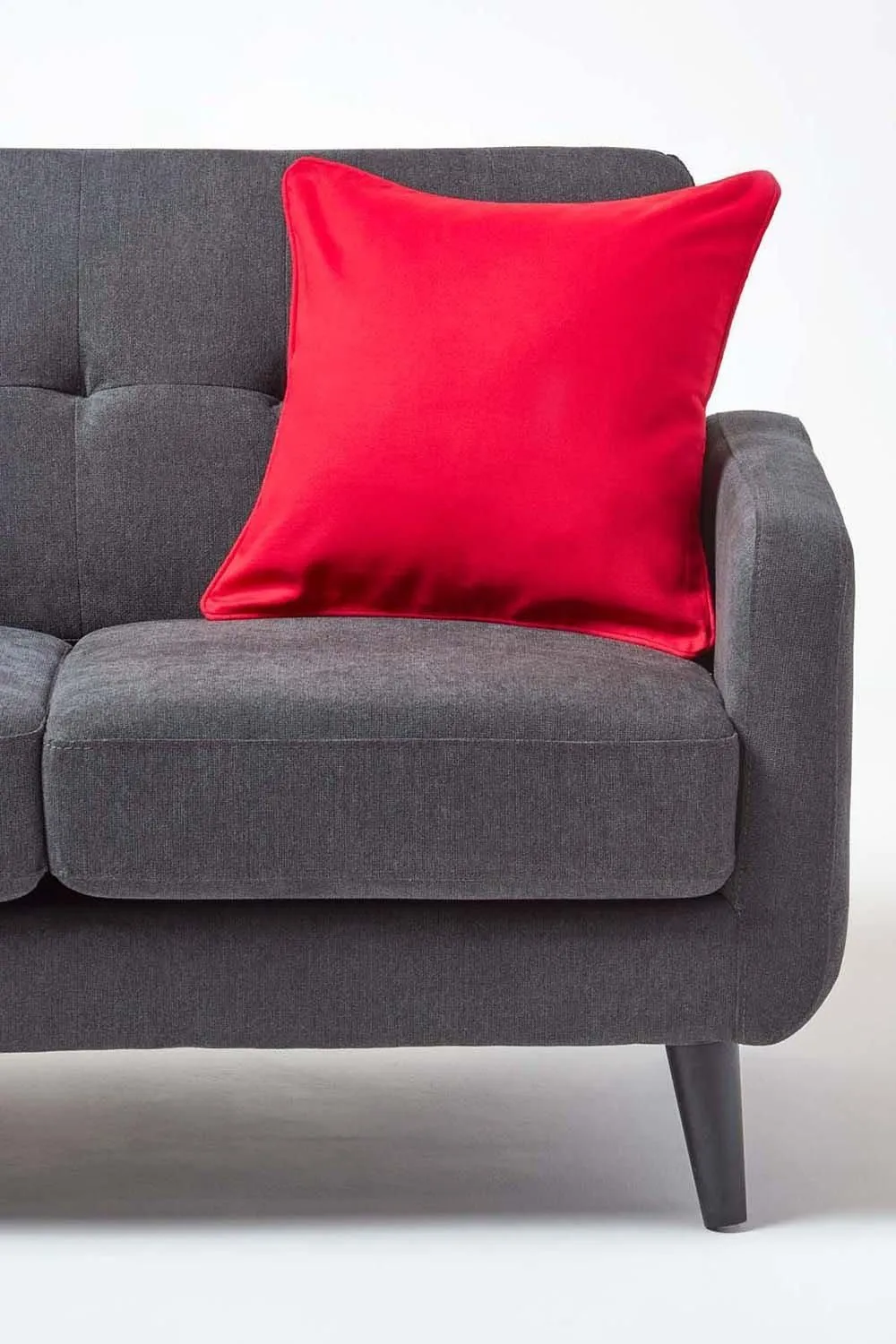 Homescapes Cotton Plain Cushion Cover in Red 4