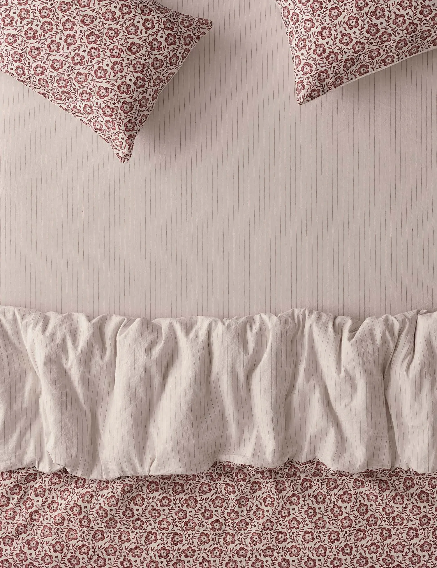 Piglet In Bed Linen Rich Folk Stripe Fitted Sheet Red