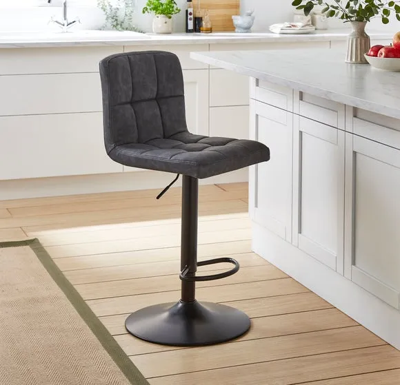 Jasmine Adjustable Height Swivel Bar Stool, Faux Leather 2
