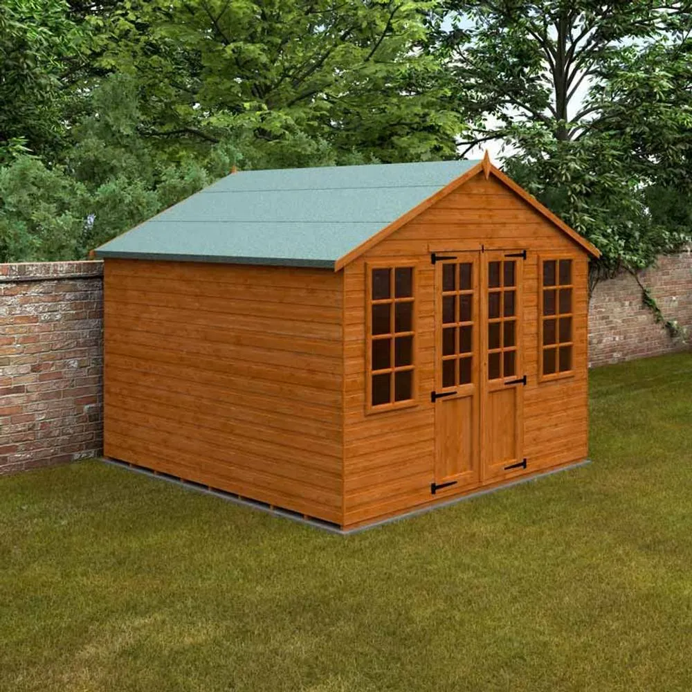 Buttercup Farm 10 x 10 Feet Summerhouse 12mm Shed - L295 x W295 x H257.7 cm in Burnt Orange 2