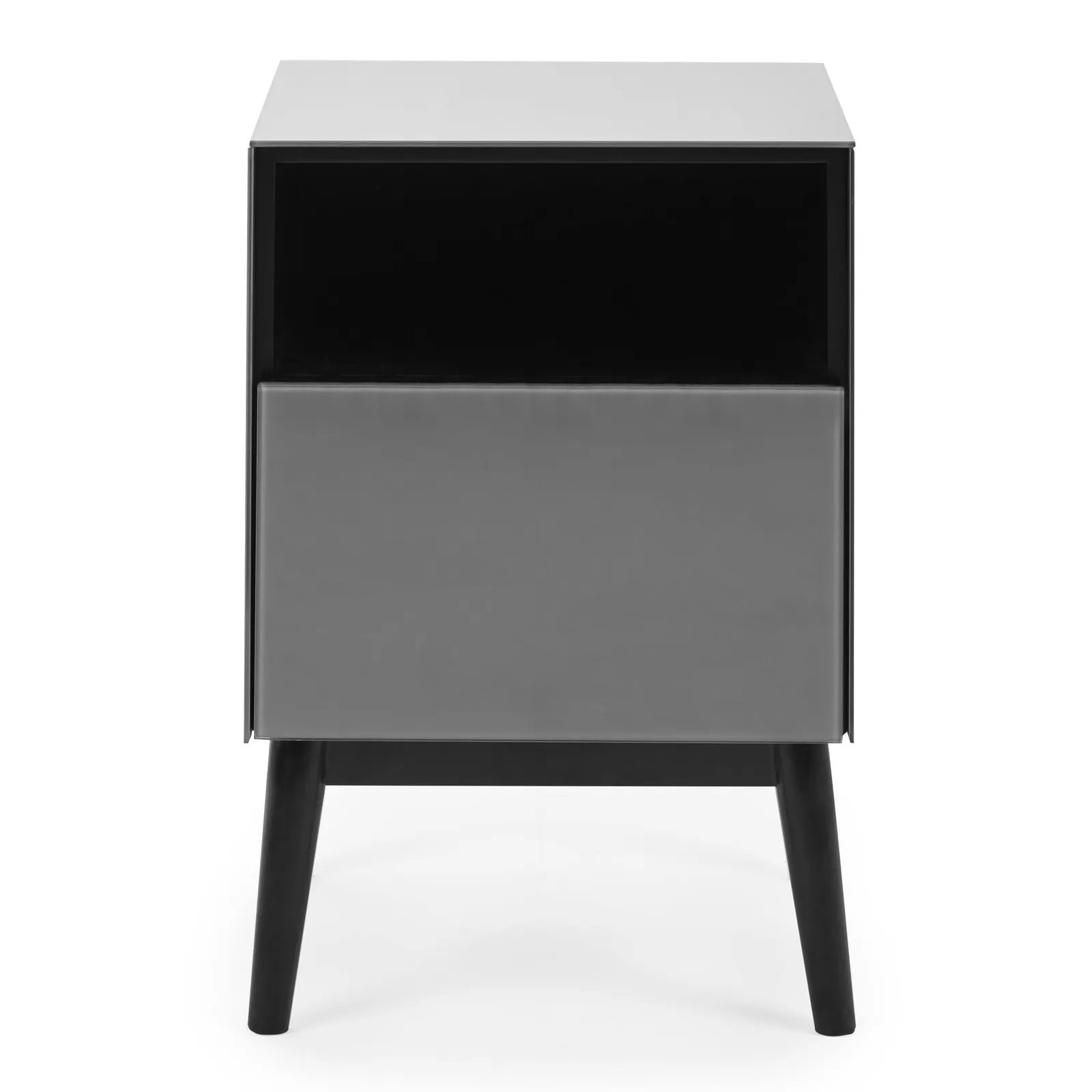 Monroe Glass Grey Bedside Table Grey