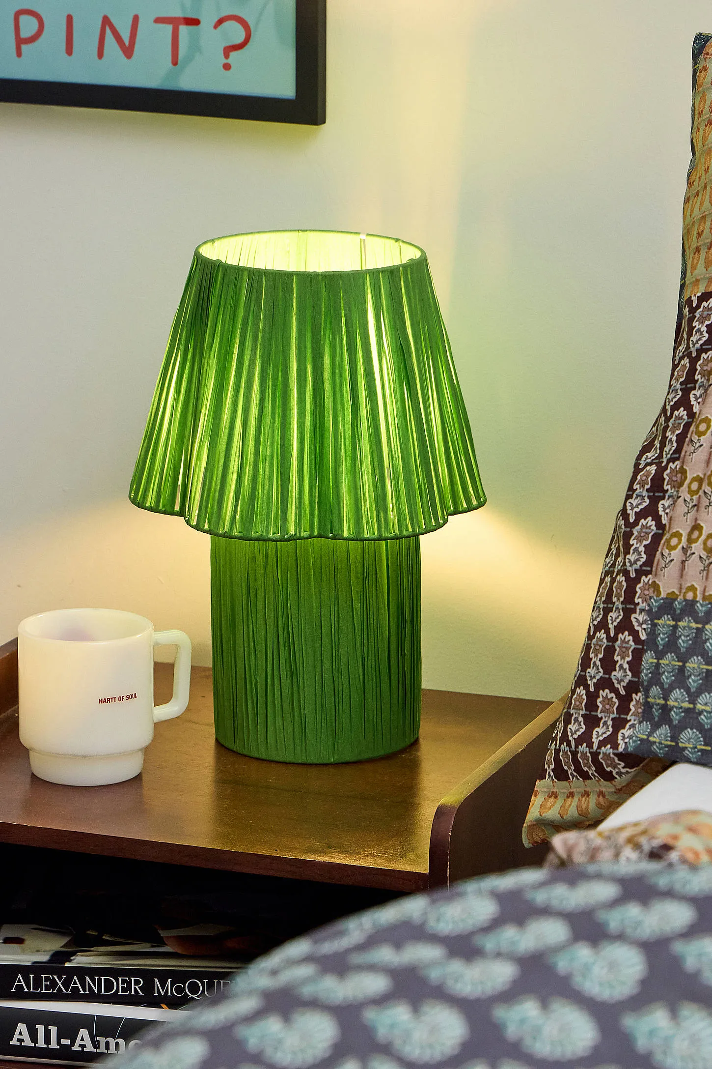 Paper Crepe Table Lamp - Green 2