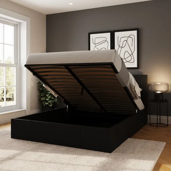 End Lift Ottoman Bed Frame, Faux Leather 2