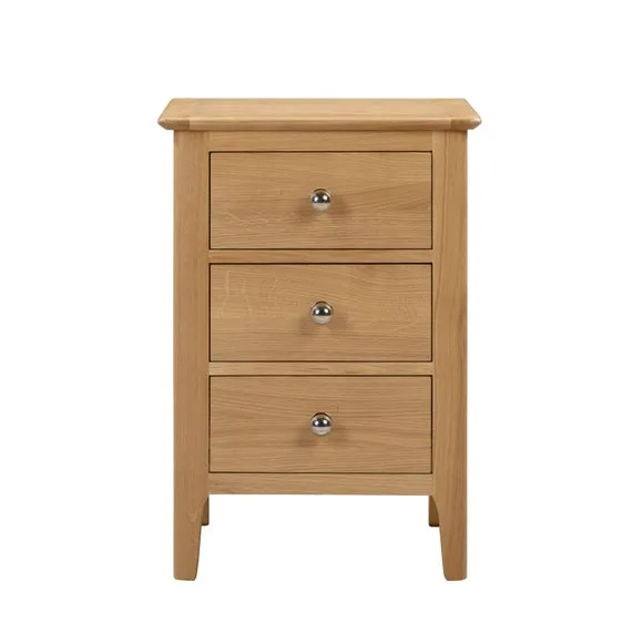 Cotswold 3 Drawer Bedside Table, Oak 4