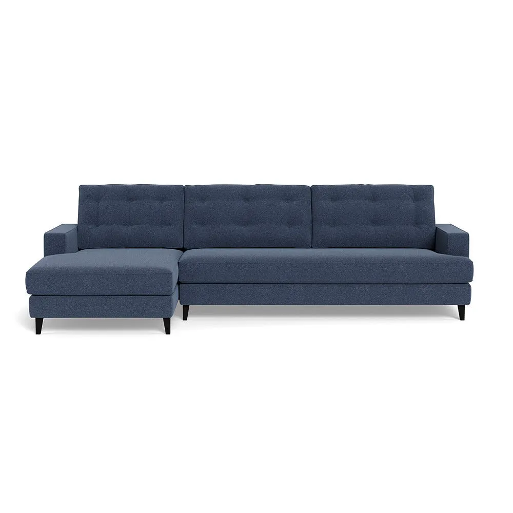 Heal's Mistral Left Hand Facing Corner Sofa Textured Boucle Indigo Black Feet 1
