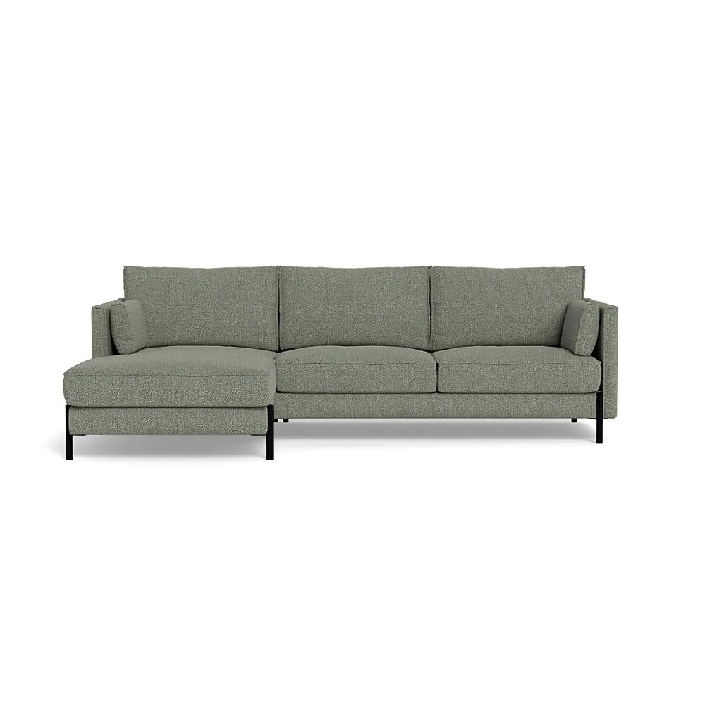 Heal's Tortona Left Hand Facing 4 Seater Corner Chaise Boucle Tweed Lapis Black Feet 1