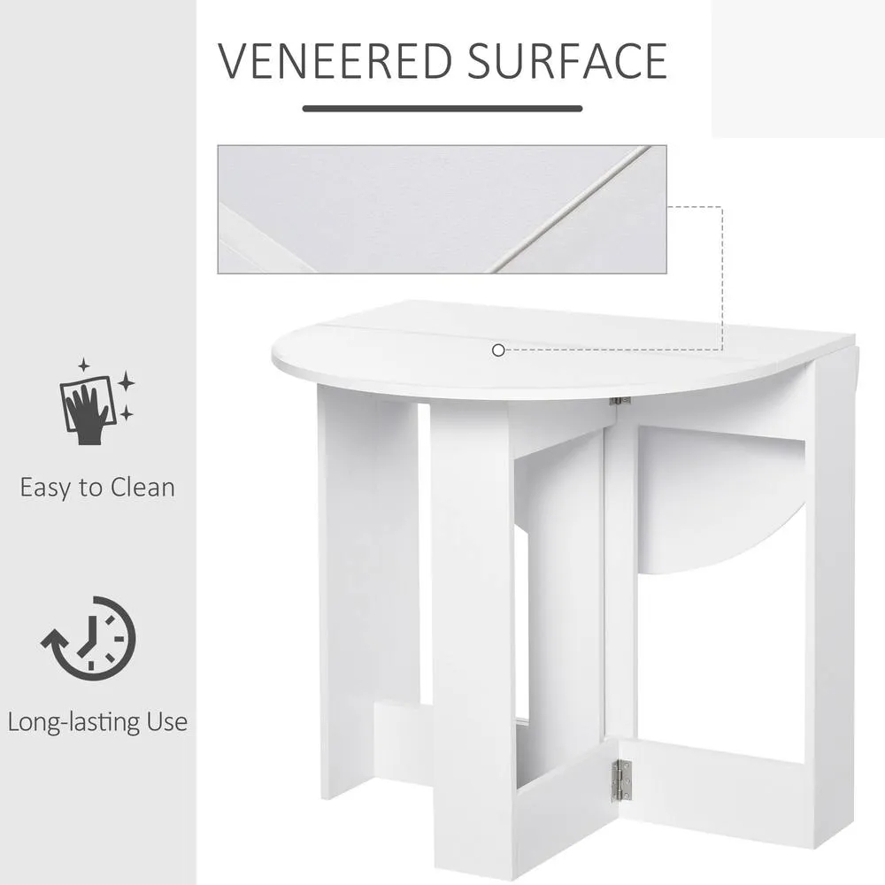 HOMCOM Folding Drop Leaf Dining Table Foldable Dinner Table in White 5