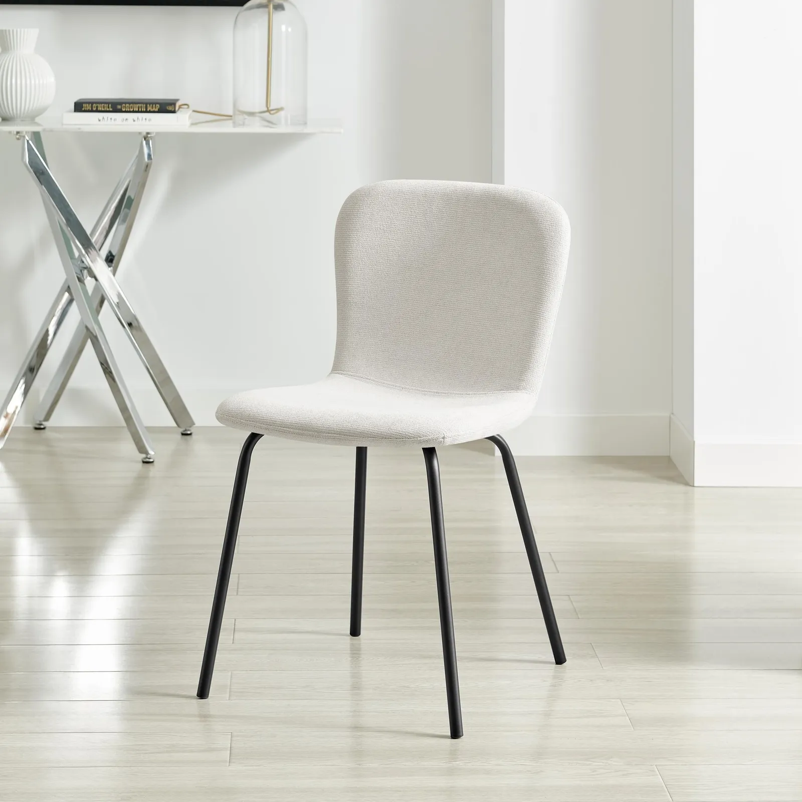FurnitureboxUK 2 x Asti Cream Linen Effect Dining Chairs 4