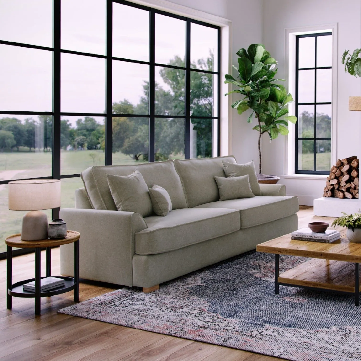 The Great Sofa Company Ophelia 4 Seater Chenille Sofa in Stone