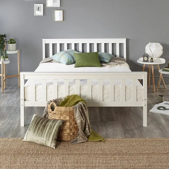 Return - Atlantic Wooden Bed Frame, Double White 2