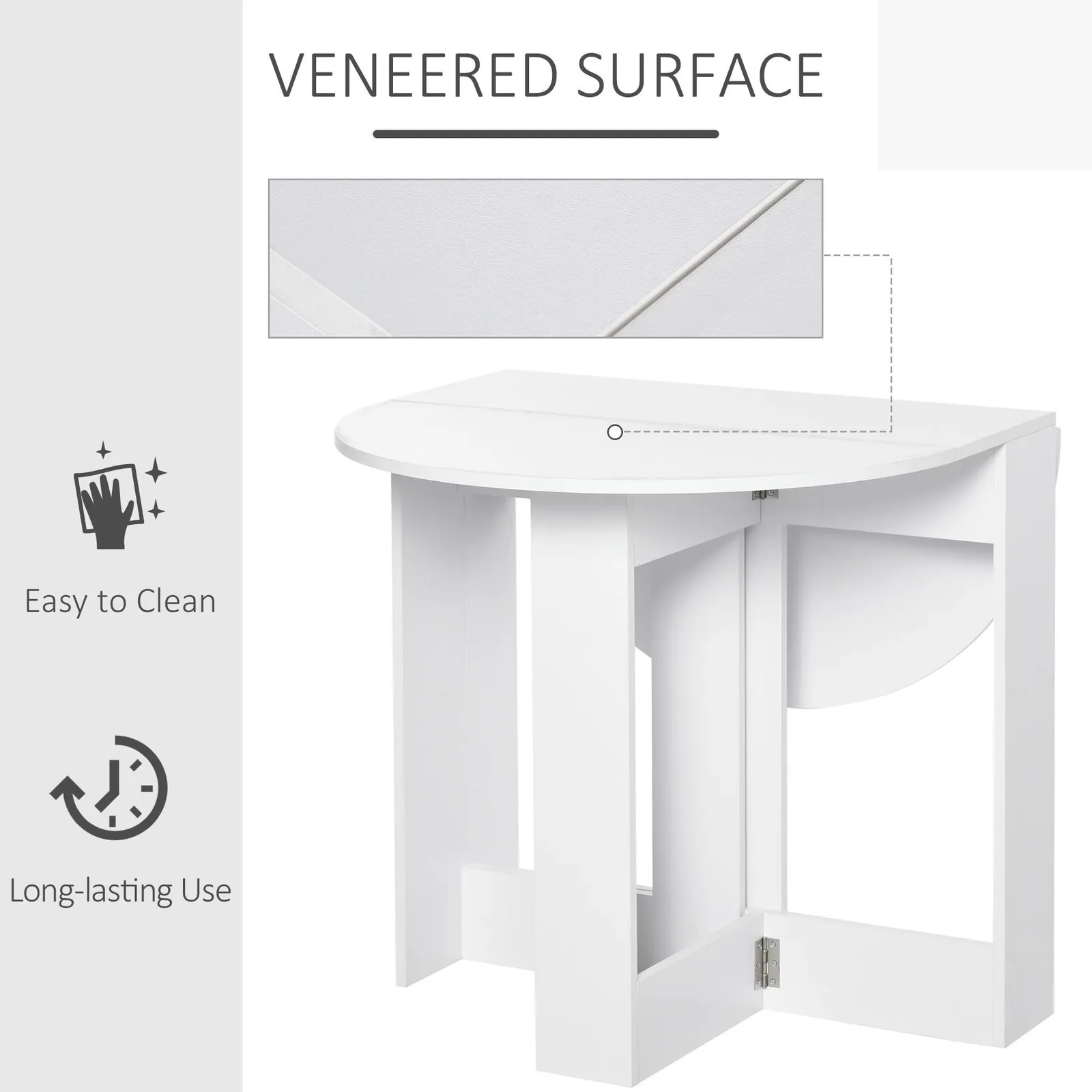 HOMCOM Folding Dining Table Foldable Drop Leaf Dinner Table for Kitchen in White 5
