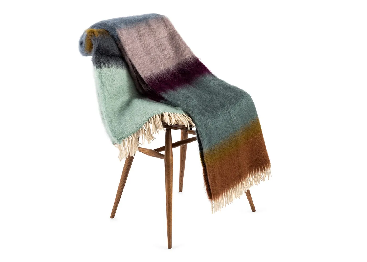 Mantas Ezcaray Mohair & Wool Stripe Throw Matisse Ocean