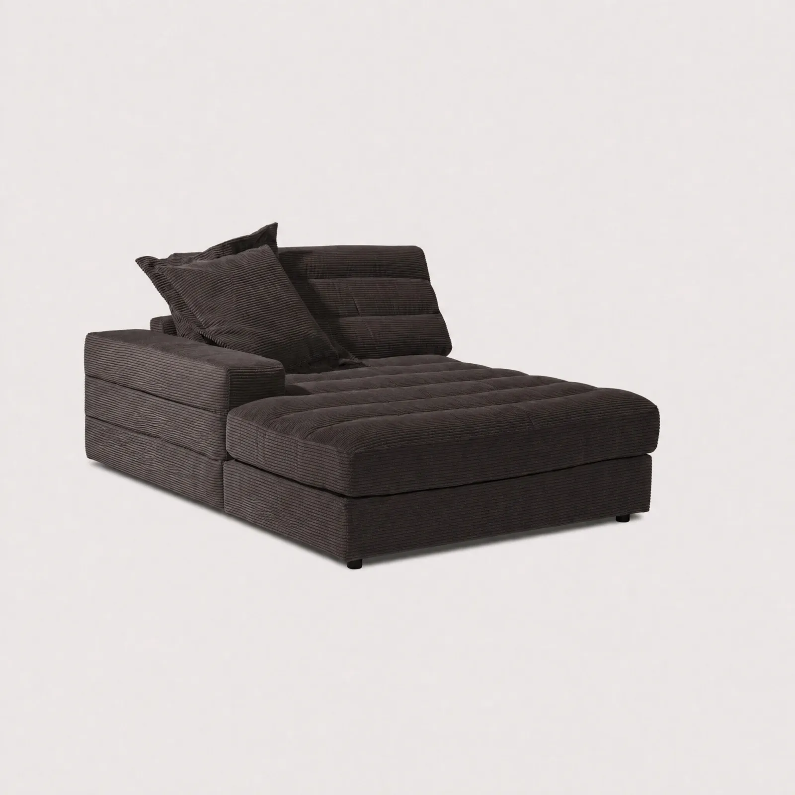 Twain Large Longchair Armrest Left Modular Sofa, Brown Fabric | Barker & Stonehouse 1