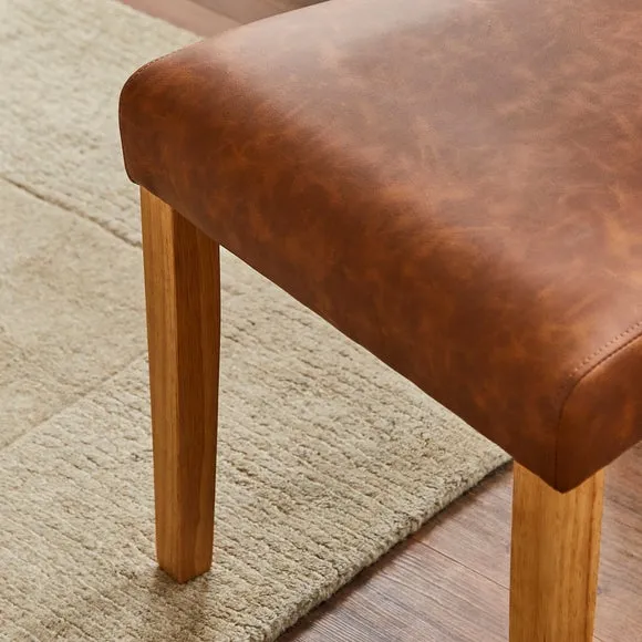 Hugo Set of 2 Dining Chairs, Distressed Faux Leather 4