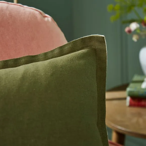 Contrast Oxford Edge Cotton & Linen Square Cushion Cover 4