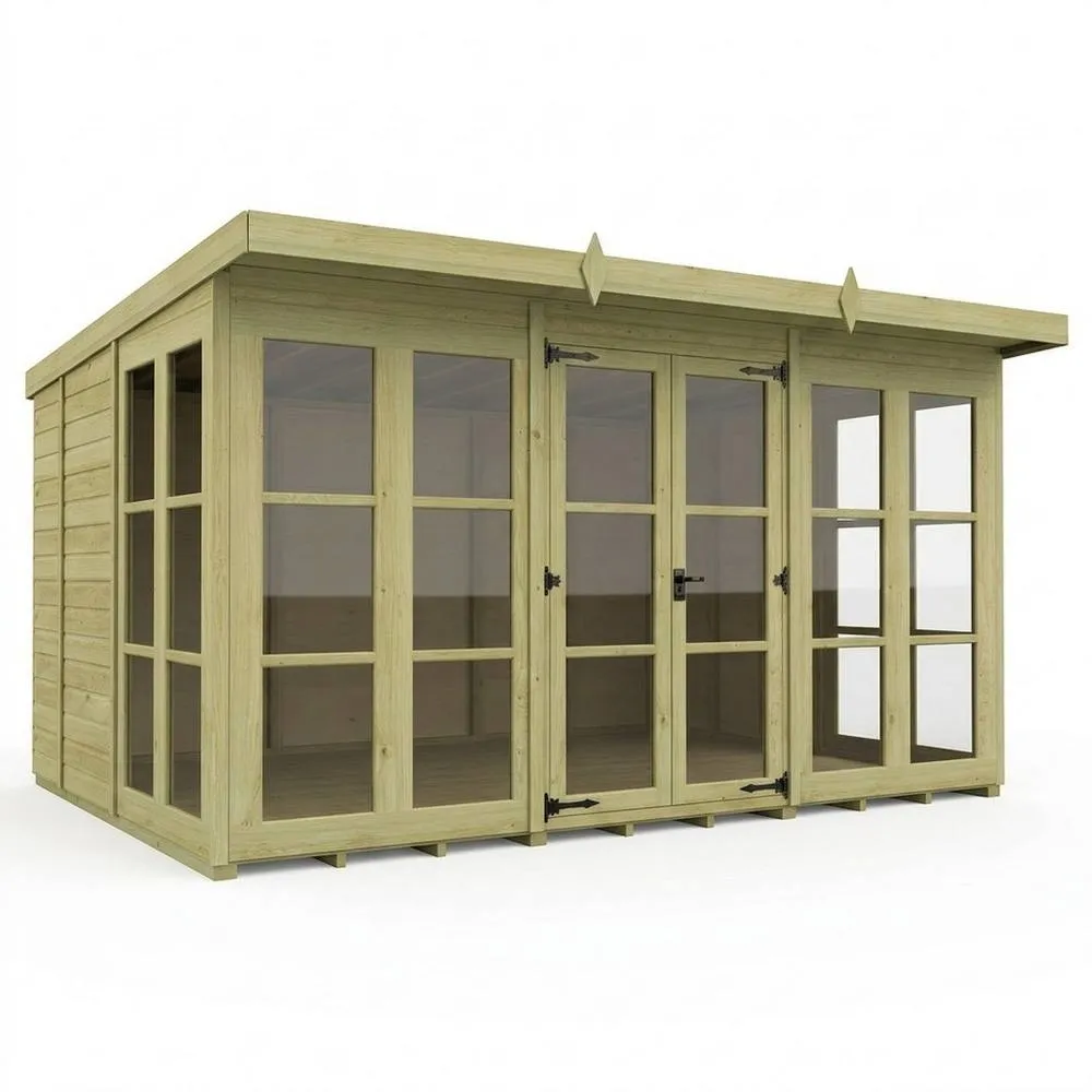 Buttercup Farm 12ft x 9ft Georgian Pent Summer House - Pressure Treated Timber in Natural