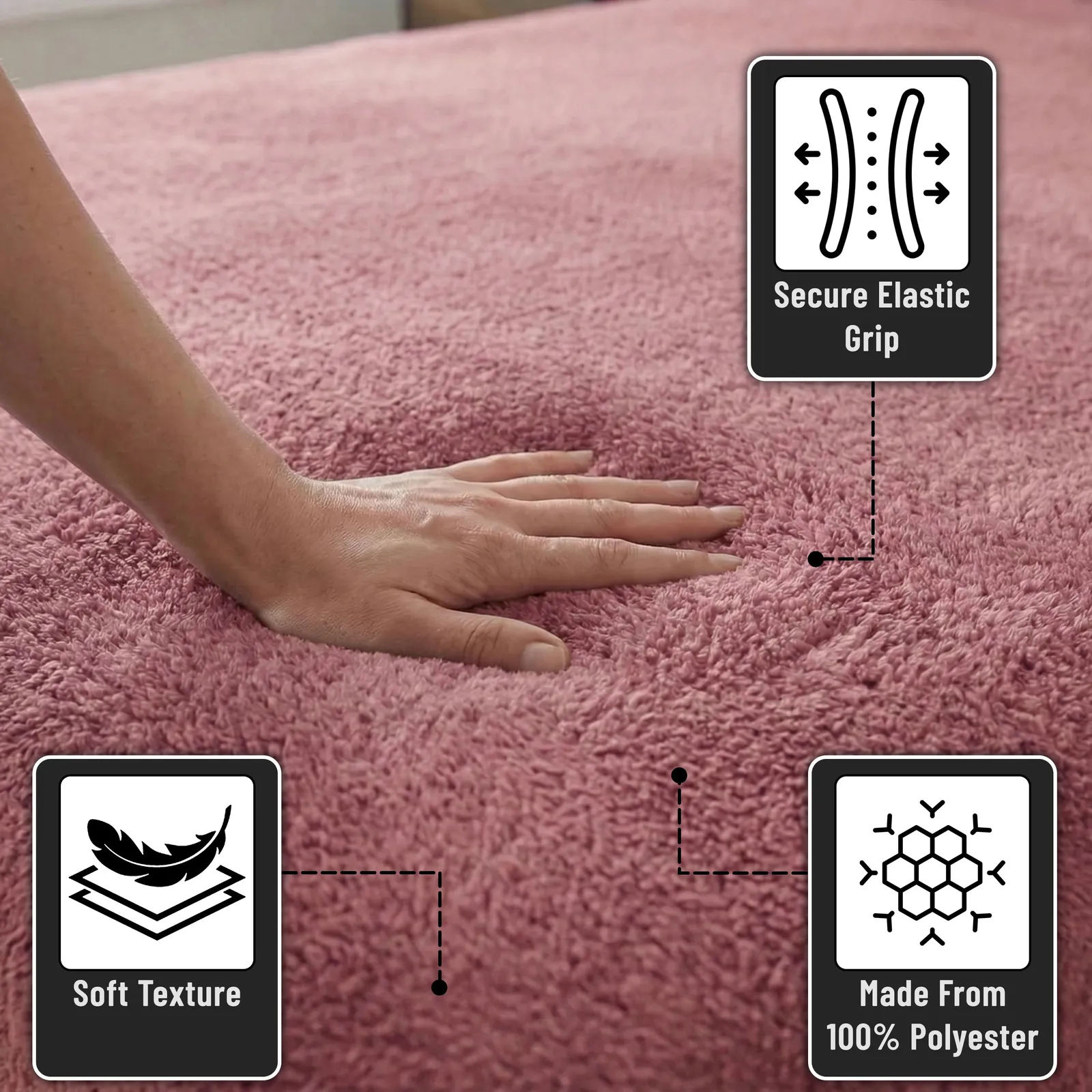Smart Living Luxury Teddy Bear Fleece Fitted Sheet in Pink 3