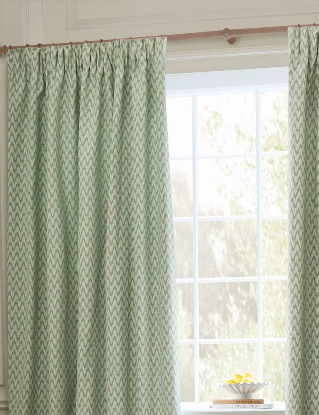 Sanderson Hutton Jacquard Pencil Pleat Curtains Green Mix