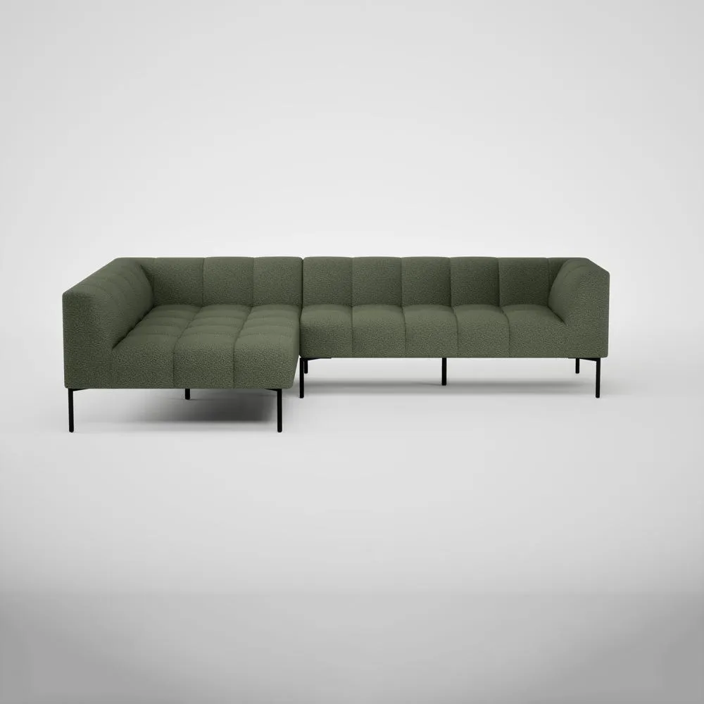 Heal's Quadro Left Hand Facing Chaise Sofa Loop Boucle Forest Black Feet 2
