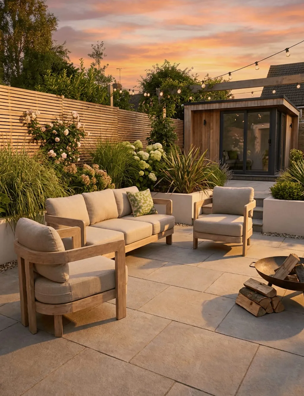 Royalcraft Evora Wood 4 Seater Garden Lounge Set Natural