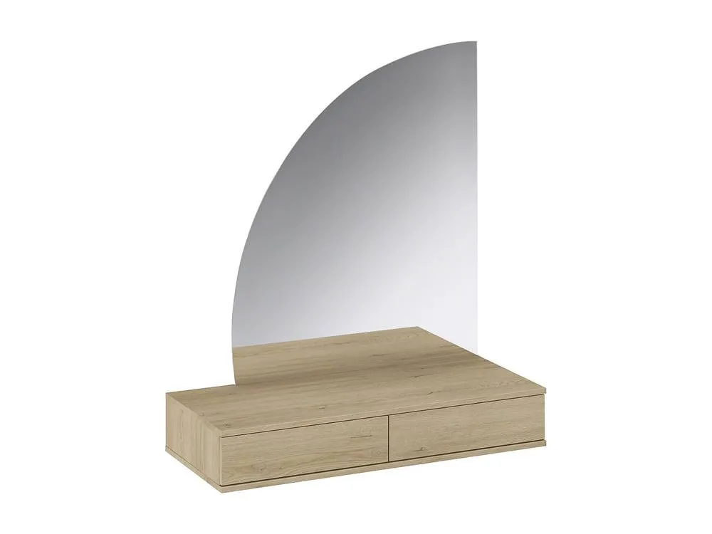 Vente-unique Wall-Mounted Dressing Table With LED Mirror - 2 Drawers - Colour: in Light Oak 4