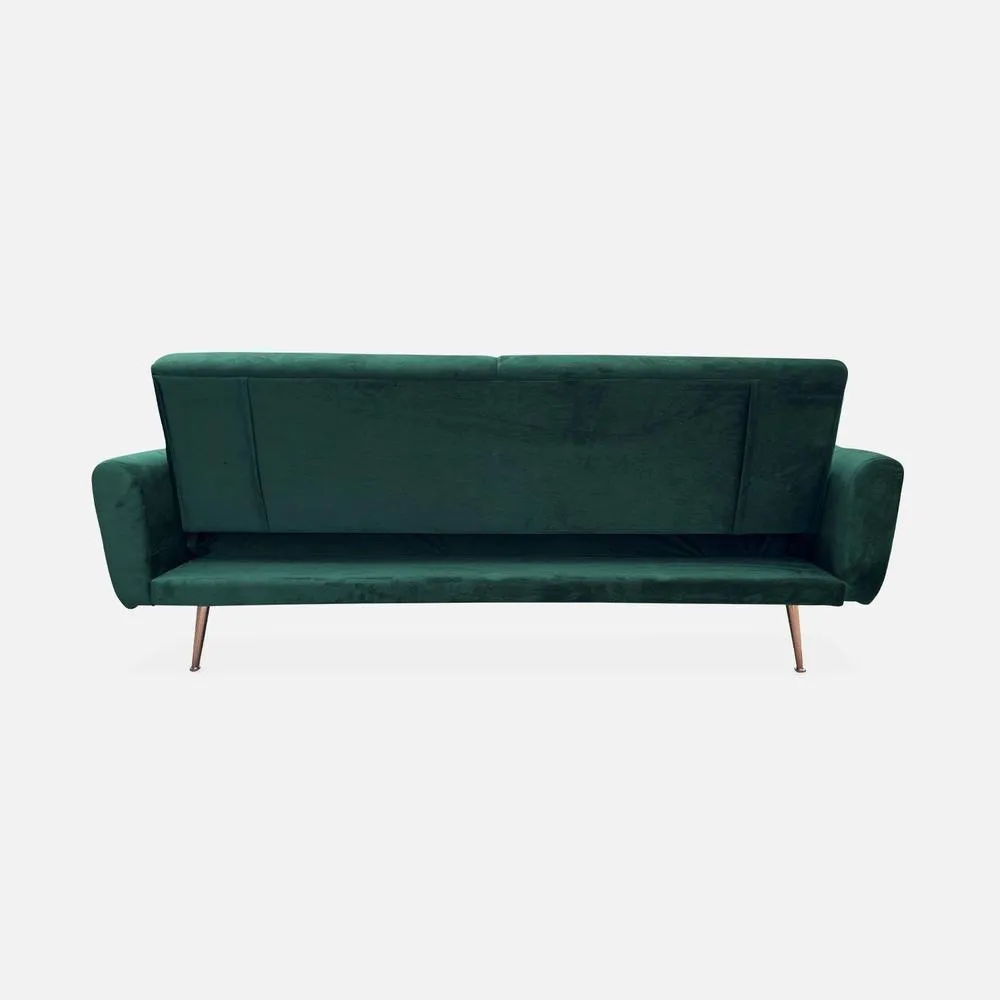 sweeek 3-seater Velvet Convertible Sofa Bed in Dark Green 2
