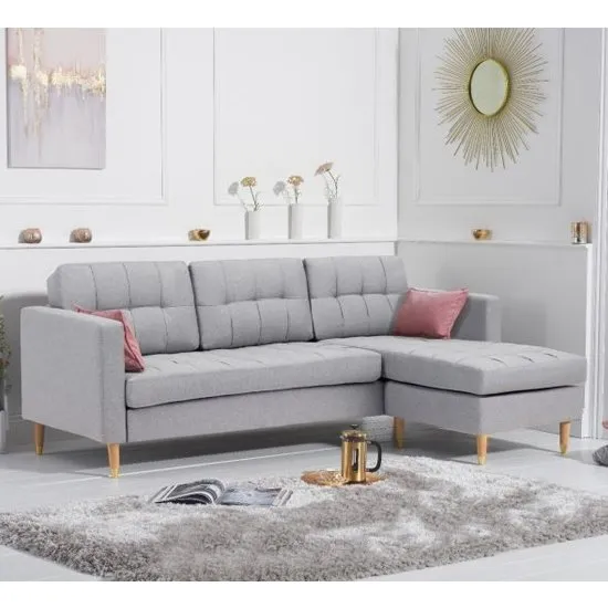 Weridge Linen Fabric Reversible Chaise Corner Sofa In Grey