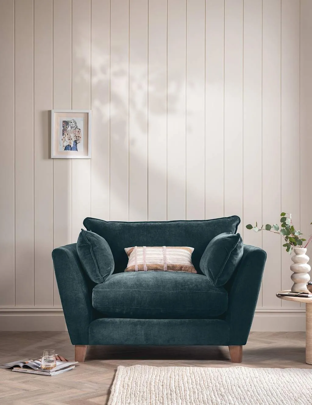 BARKER AND STONEHOUSE Irving Chenille Snuggle Chair Blue