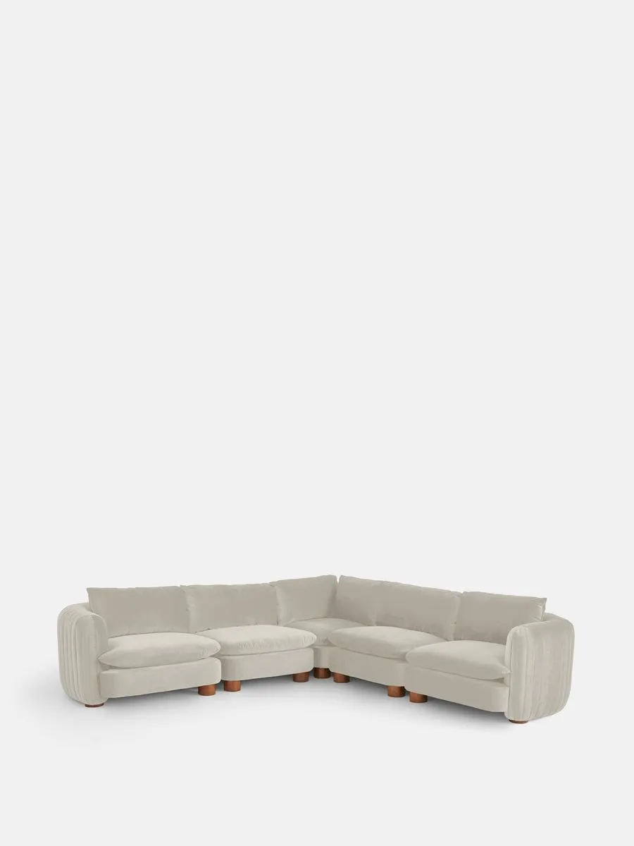 Vivienne Modular Corner Sofa, Velvet Porcelain