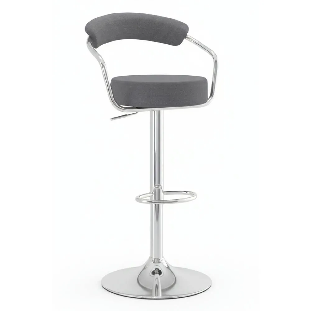 netfurniture Pinnacle Charcoal Fabric Padded Kitchen Bar Stool Adjustable With Arms in Grey