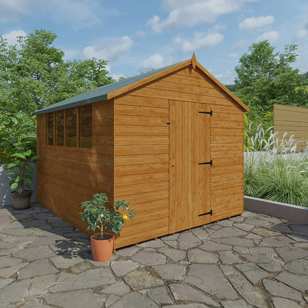 Buttercup Farm 10 x 8 Feet Super Apex 12mm Shed - Solid Wood/Softwood/Pine in Burnt Orange 4