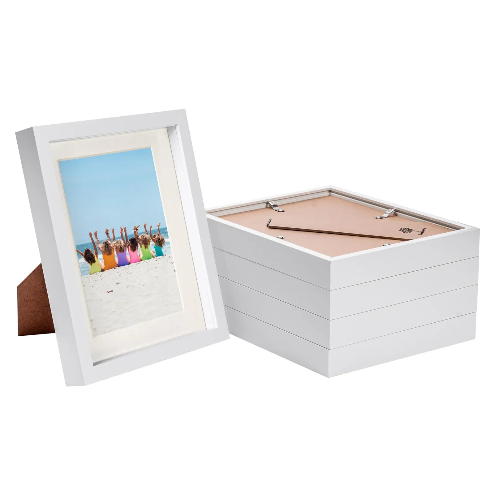 Nicola Spring 8x10" White 3D Box Photo Frames 5x7" - x5 in Ivory 1