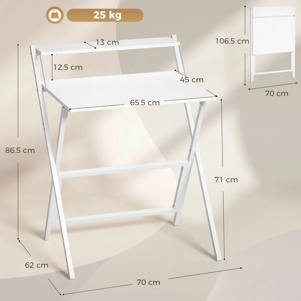 HOMCOM 70 cm Folding Computer Desk for Small Spaces Bedroom, White 3