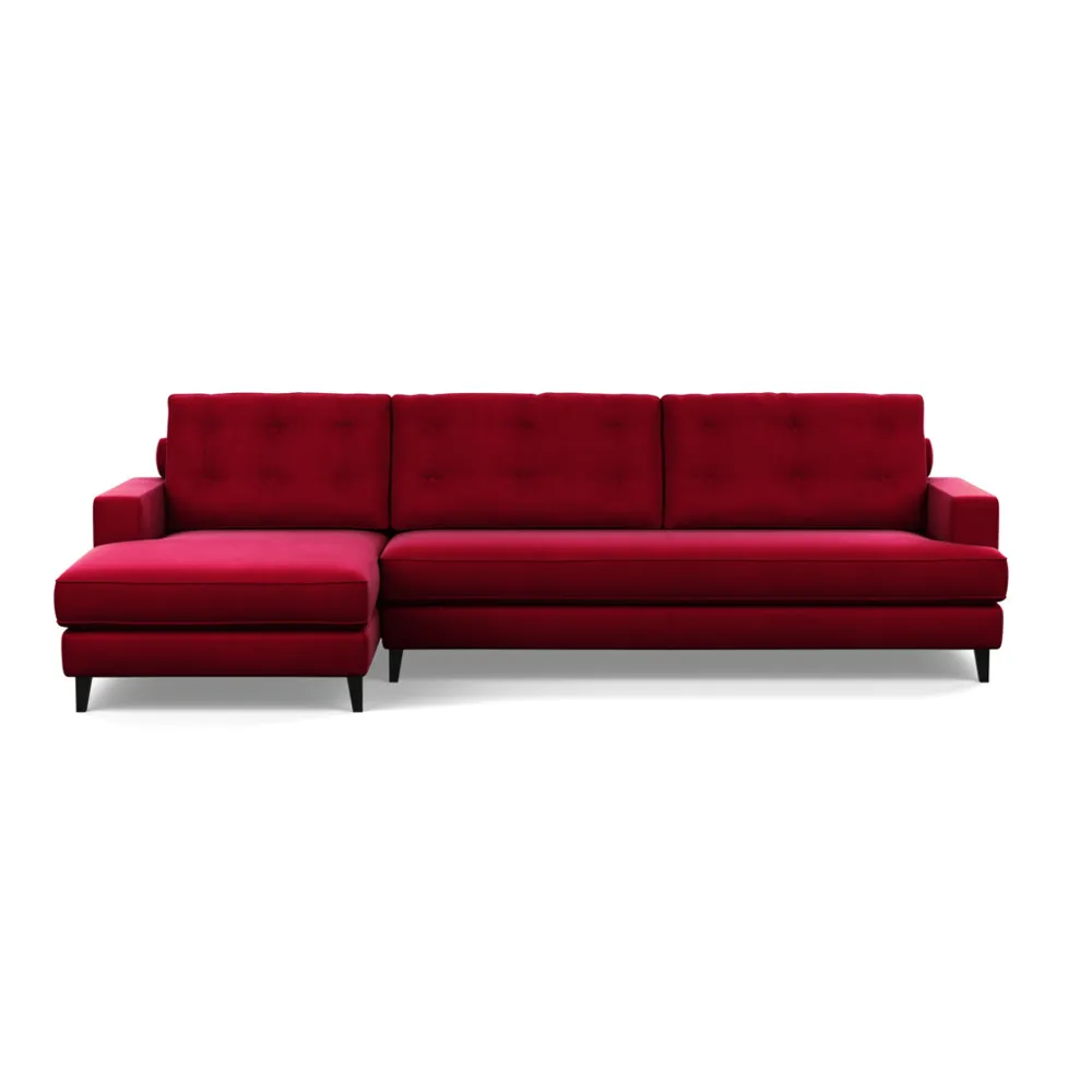 Heal's Mistral Left Hand Facing Corner Sofa Varese Velvet Mulberry Black Feet
