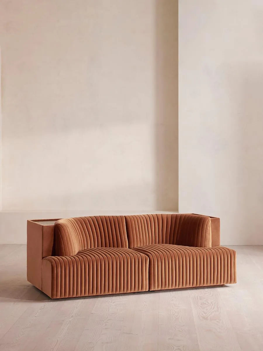 Hamish Modular Sofa, Three Seater, Velvet, Antique Rose