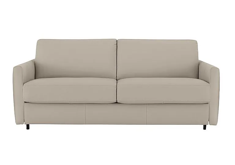 Alcova 3 Seater Leather Sofa Bed with Slim Arms - Botera Crema